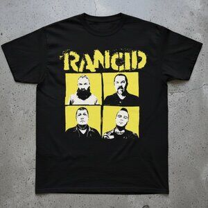 Rancid Vintage Punk Band Graphic T-Shirt – Classic Yellow Portrait Design